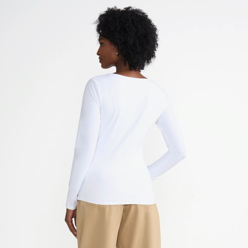 Women's Long Sleeve Tugless Double Layer Square Neck Knit Top, Back