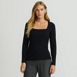 Women's Long Sleeve Tugless Double Layer Square Neck Knit Top, Front