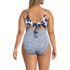 Women's Plus Size Wrap Monokini High Leg One Piece Swimsuit, Back