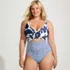 Women's Plus Size Wrap Monokini High Leg One Piece Swimsuit, Front