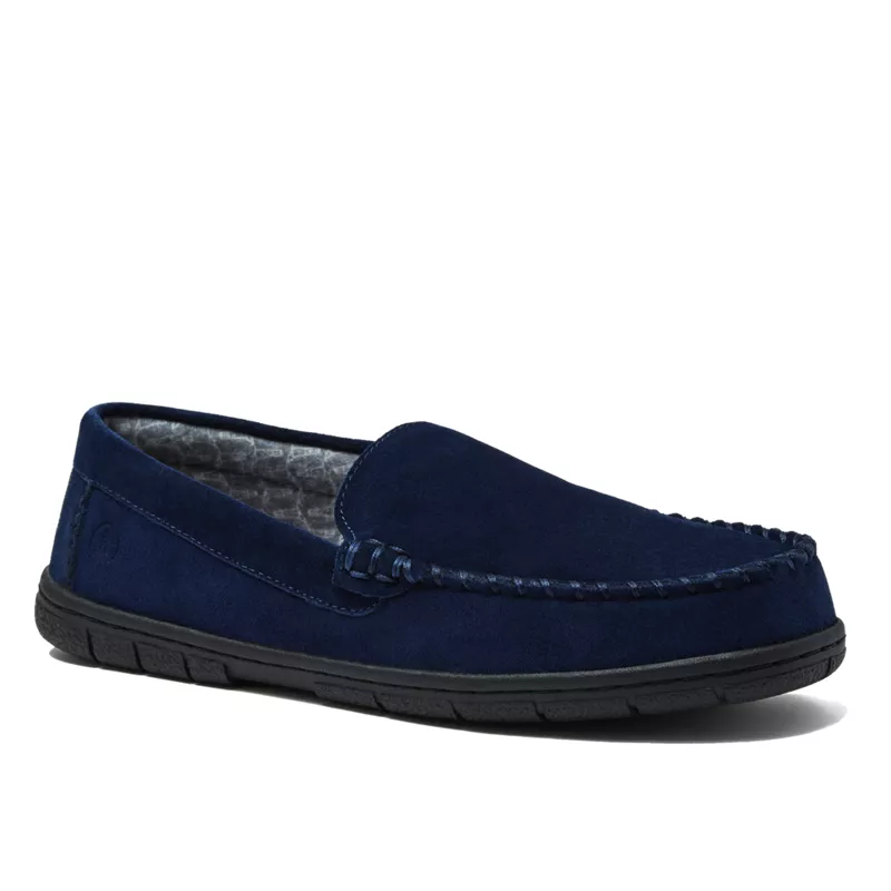 Men's Flannel Lined Suede Slip On Moccasin Slippers, alternative image