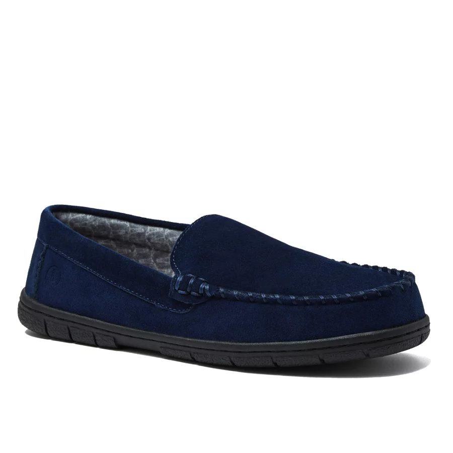 Men's Flannel Lined Suede Slip On Moccasin Slippers