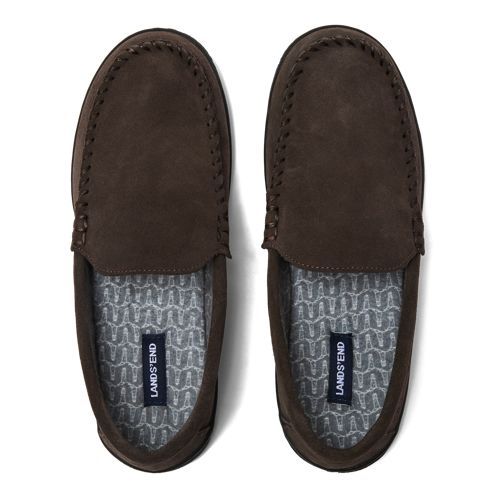 Men's Flannel Lined Suede Slip On Moccasin Slippers, alternative image