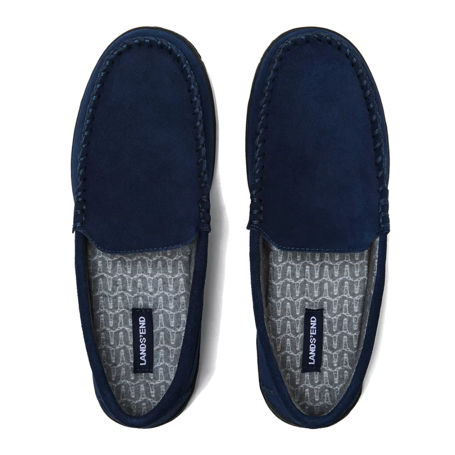 Men's Flannel Lined Suede Slip On Moccasin Slippers view 2
