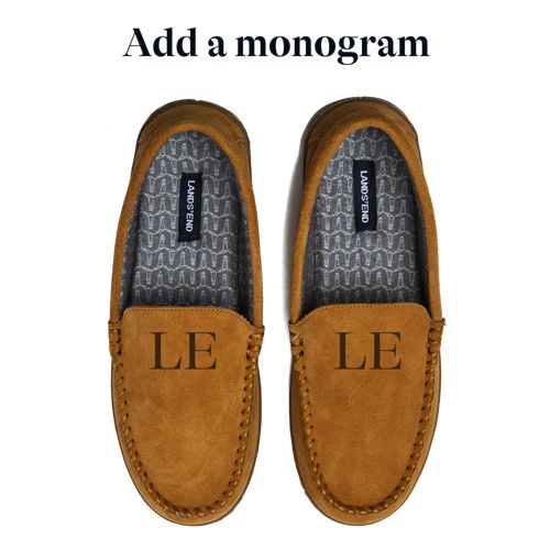 Men's Flannel Lined Suede Slip On Moccasin Slippers, alternative image