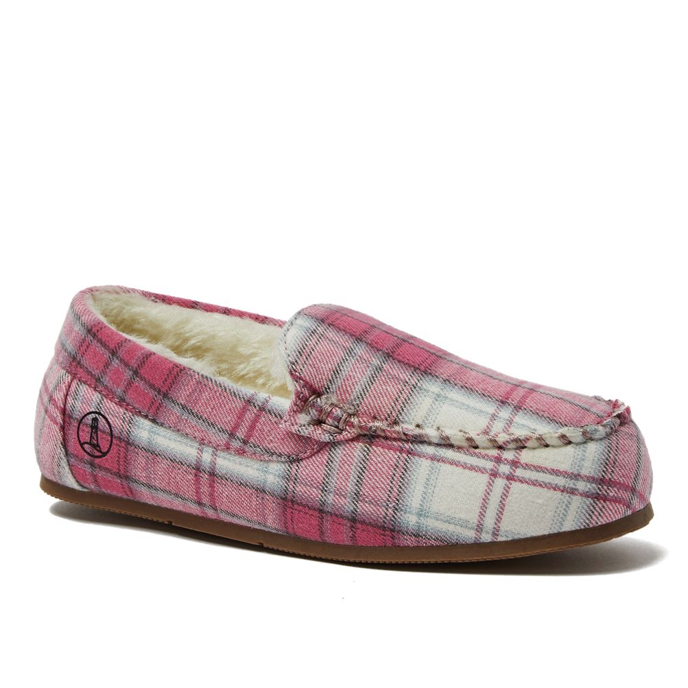 Plaid moccasin slippers clearance