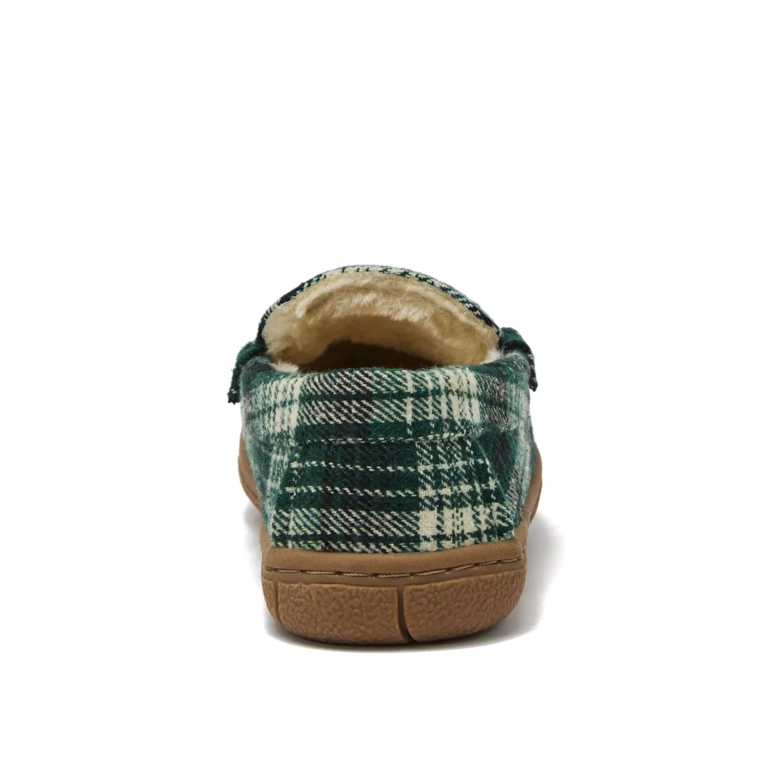Kids Fuzzy Lined Plaid Moccasin Slippers