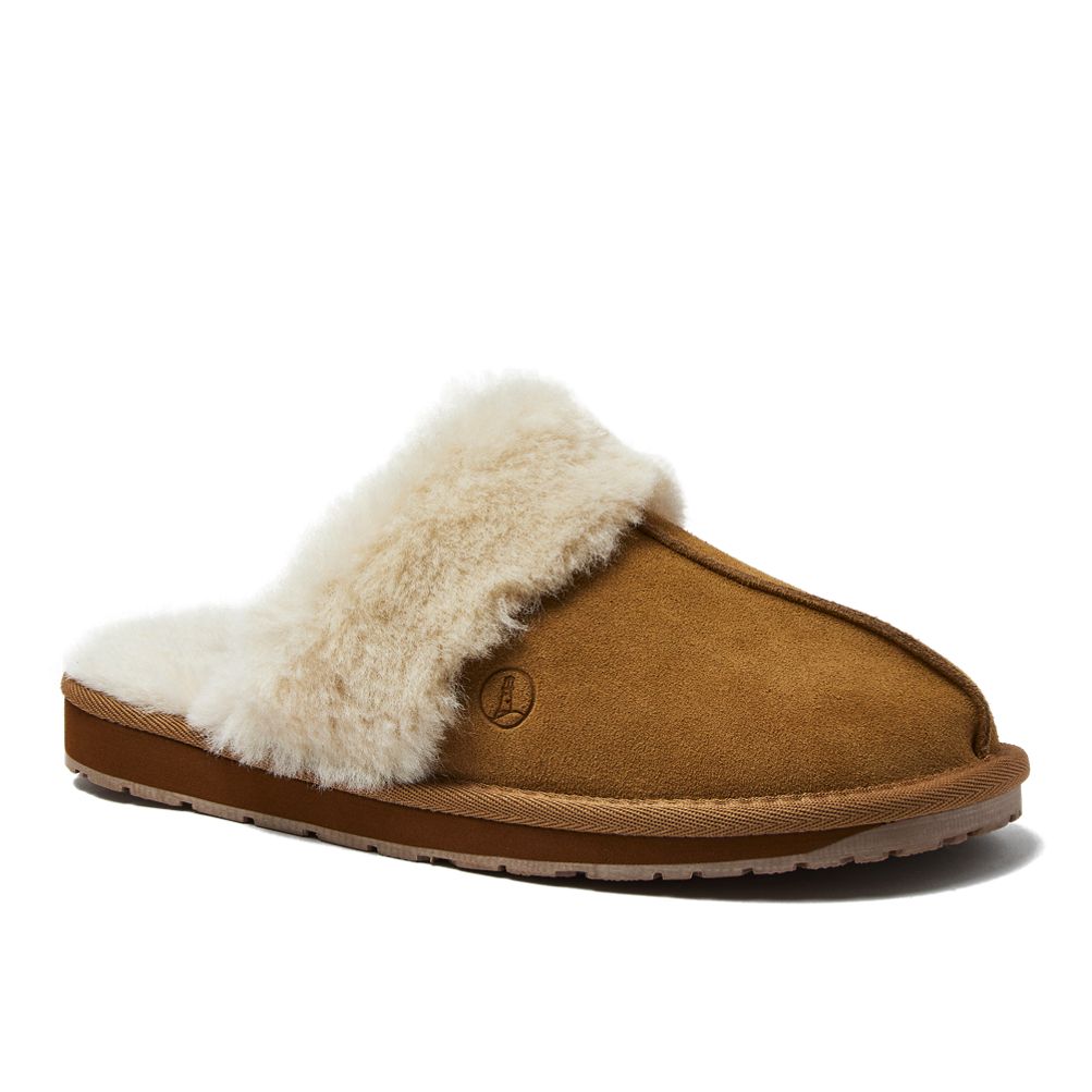 Women s Suede Furry Lined Indoor Outdoor Slippers Lands End