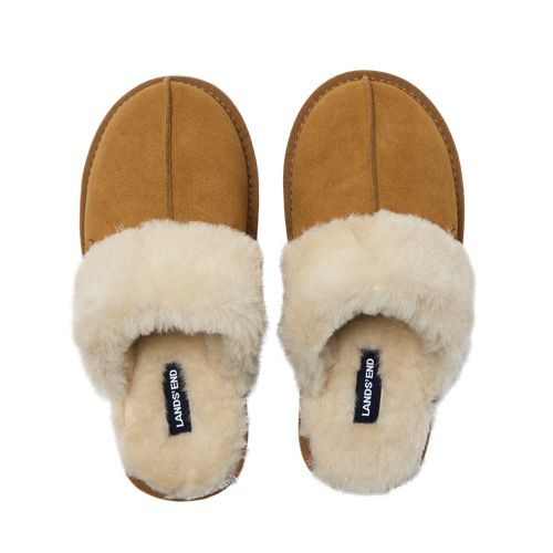 Women's Suede Furry Lined Indoor Outdoor Slippers, alternative image