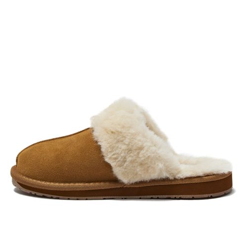 Women's Suede Furry Lined Indoor Outdoor Slippers, alternative image