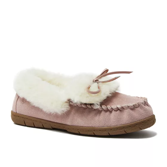 Women's Fluffy Lined Indoor Outdoor Moccasin Slippers - primary