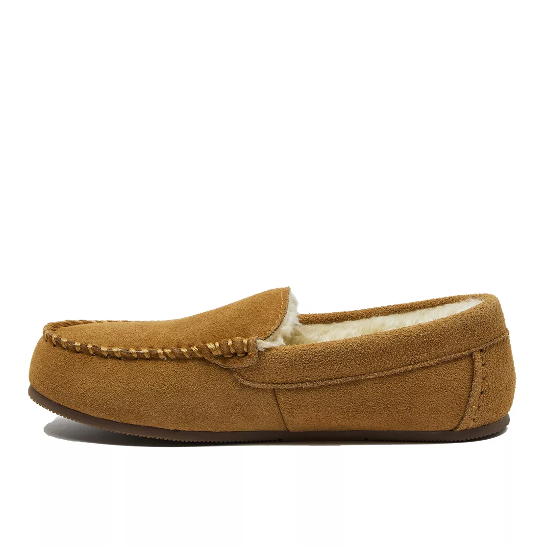 Women's Fuzzy Lined Suede Moccasin Slippers
