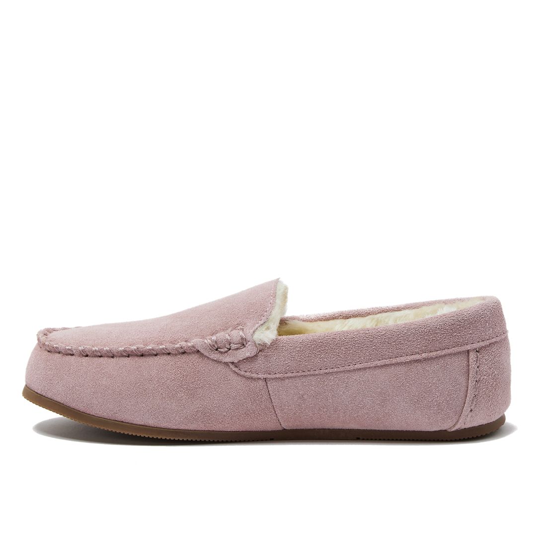 Women's Fuzzy Lined Suede Moccasin Slippers