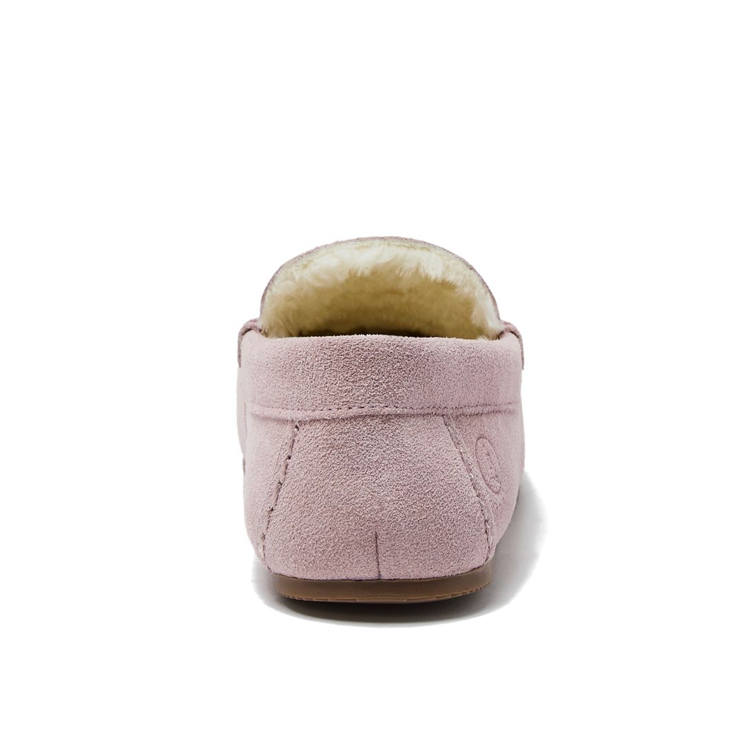 Women's Fuzzy Lined Suede Moccasin Slippers