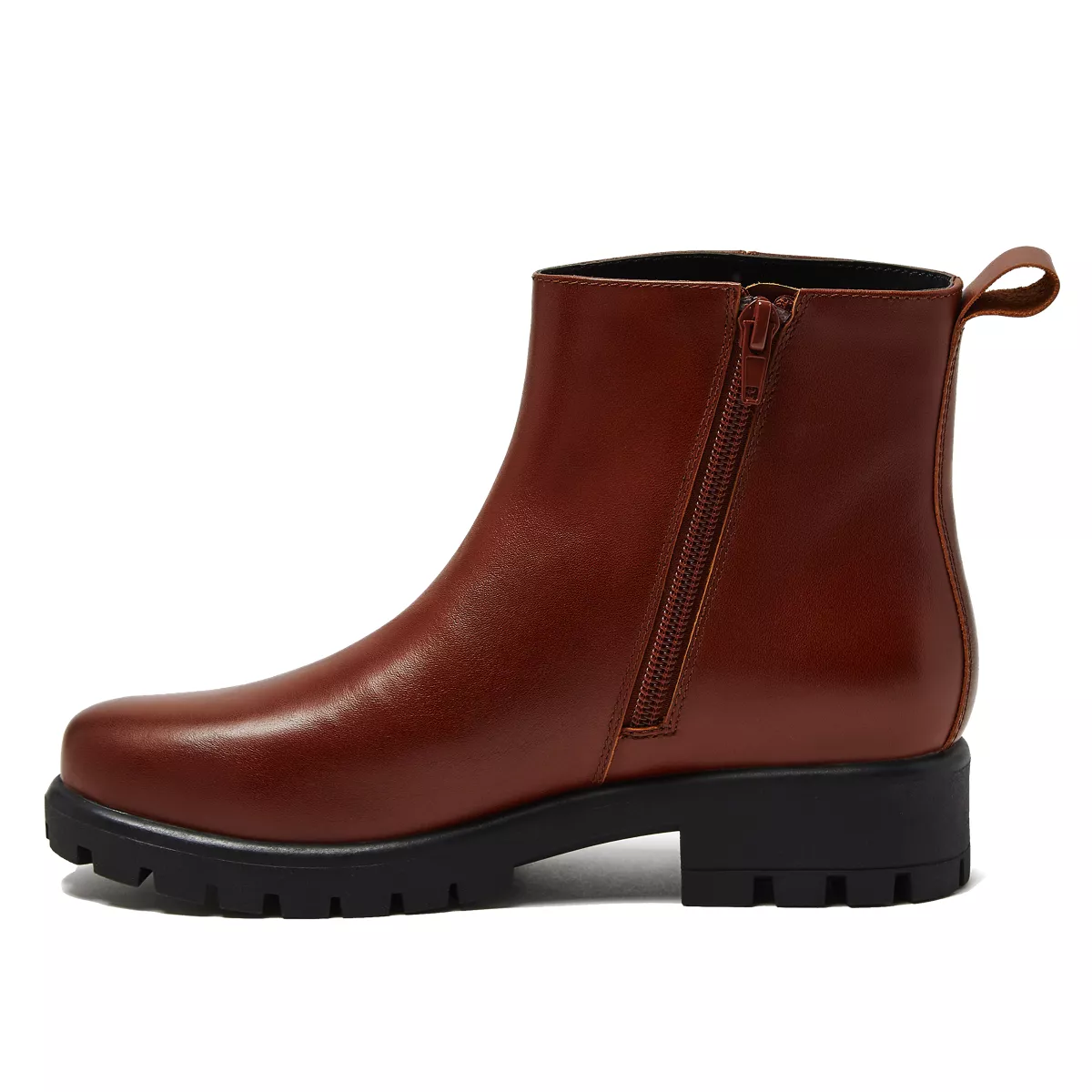 Women's Zip Up Leather Lug Boots