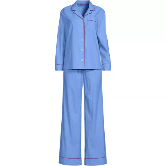 Women's Cotton Poplin 2 Piece Pajama Set - Long Sleeve Top and Pants - primary