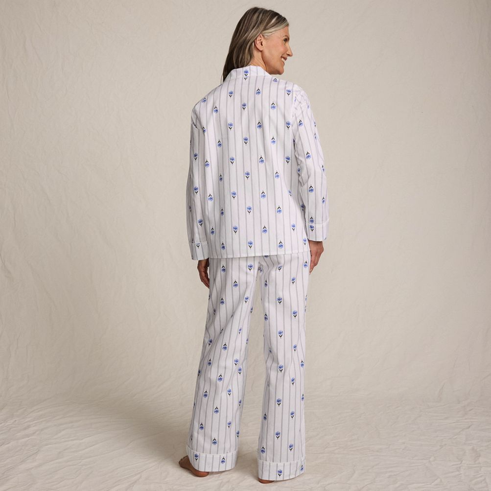 Women's 2 Piece Pajama Set | Long Sleeve Soft Top & Pants | Blue Tie Dye Sleepwear & Loungewear