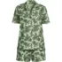 Women Linen 2 Piece Pajama Set - Short Sleeve Top and Shorts, Front