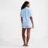 Women Linen 2 Piece Pajama Set - Short Sleeve Top and Shorts, Back