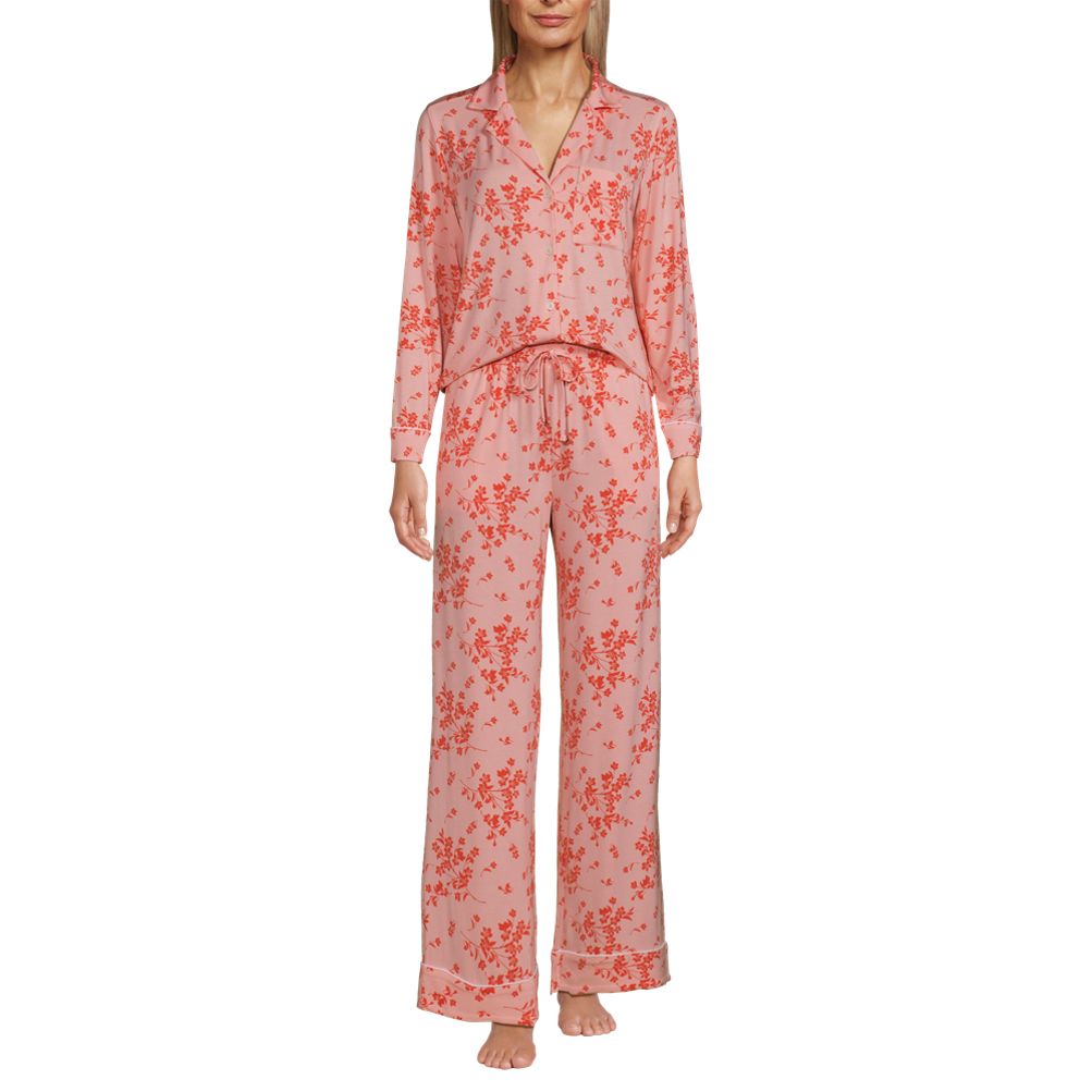 Women's Cooling Piece Pajama Set Long Sleeve Top and Pants