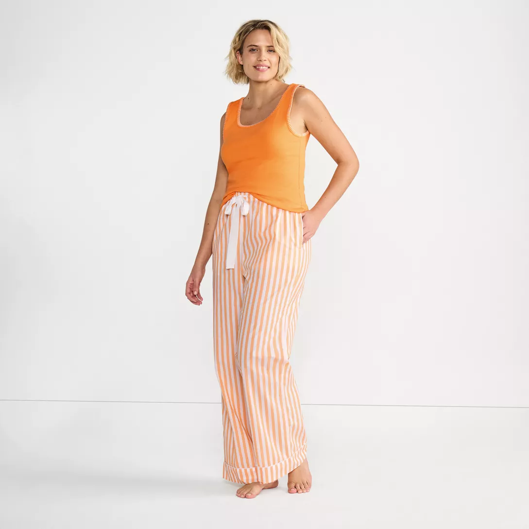 Women's Knit Cotton Poplin 2 Piece Pajama Set - Tank Top and Pants