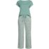 Women's Knit 2 Piece Pajama Set - Dolman Cap Sleeve Tee and Crop Pants, Front
