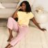 Women's Petite Knit 2 Piece Pajama Set - Dolman Cap Sleeve Tee and Crop Pants, alternative image