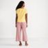 Women's Petite Knit 2 Piece Pajama Set - Dolman Cap Sleeve Tee and Crop Pants, Back