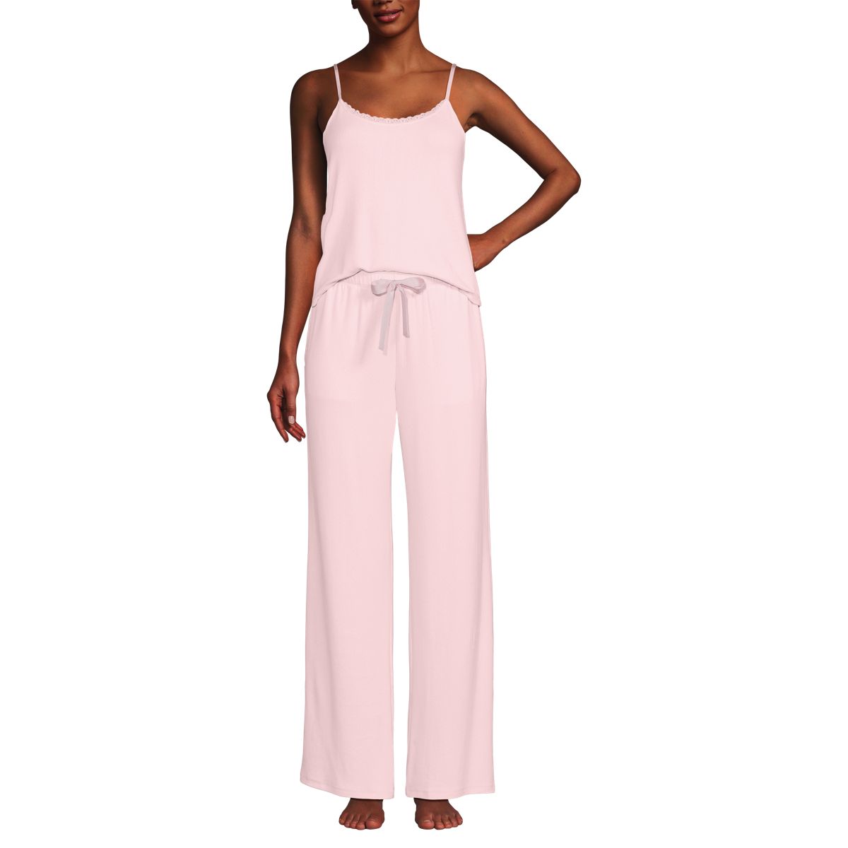 Women's Pointelle 2 Piece Pajama Set - Cami and Wide Leg Pants