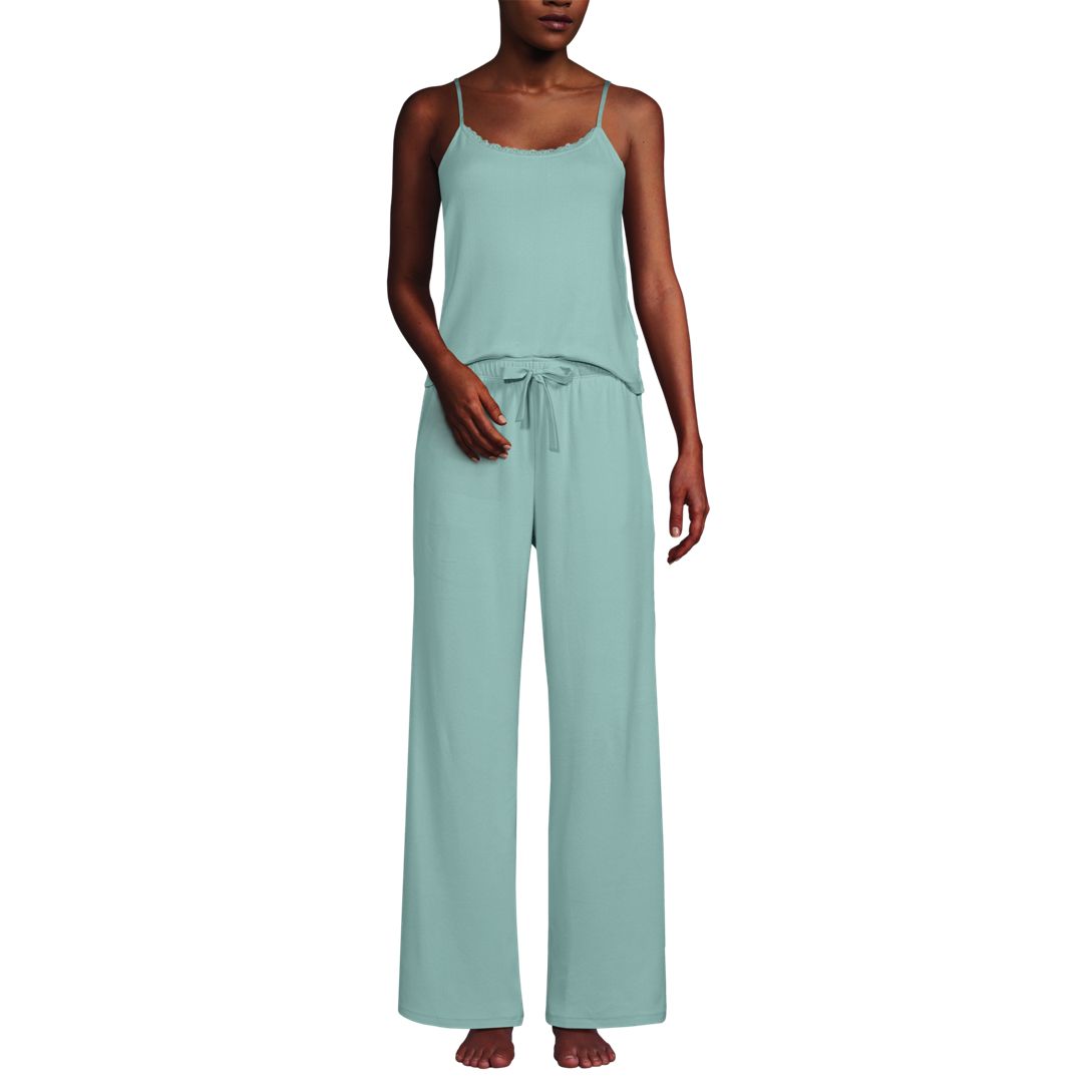 Women's Pointelle 2 Piece Pajama Set - Cami and Wide Leg Pants