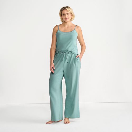 Women's Pointelle 2 Piece Pajama Set - Cami and Wide Leg Pants, Front