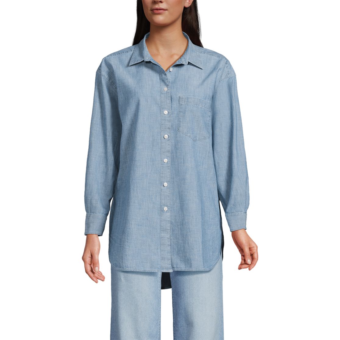 Women's Chambray Oversized Button Front Shirt