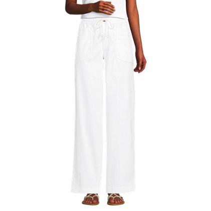 Women's Herringbone Chino High Rise Relaxed Straight Drawstring Ankle Pants - image 4
