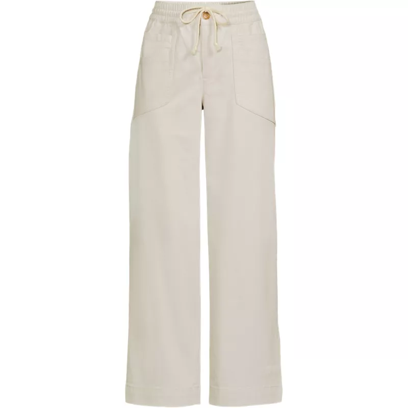 Women's Herringbone Chino High Rise Relaxed Straight Drawstring Ankle Pants, Front