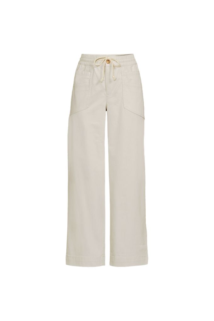 Lands' End Women's Petite Herringbone Chino High Rise Relaxed Straight Drawstring Ankle Pants In Tan