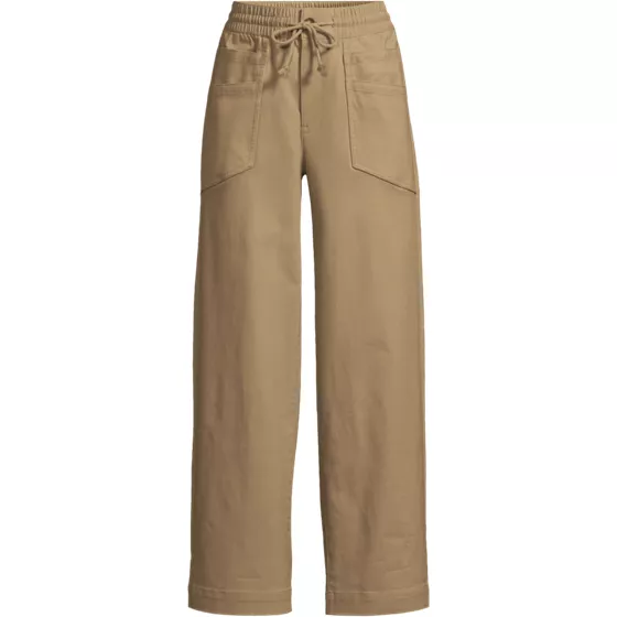 Women's Plus Size Herringbone Chino High Rise Relaxed Straight Drawstring Ankle Pants - primary