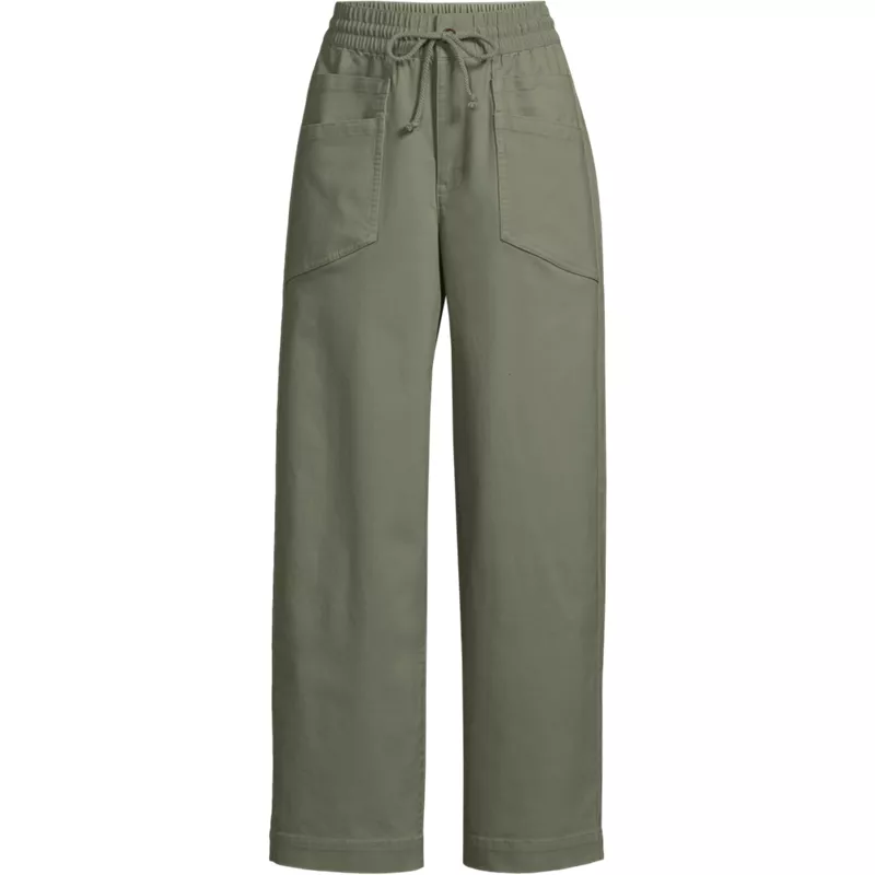 Women's Tall Herringbone Chino High Rise Relaxed Straight Drawstring Ankle Pants, Front