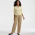 Women's Herringbone Chino High Rise Relaxed Straight Drawstring Ankle Pants, alternative image