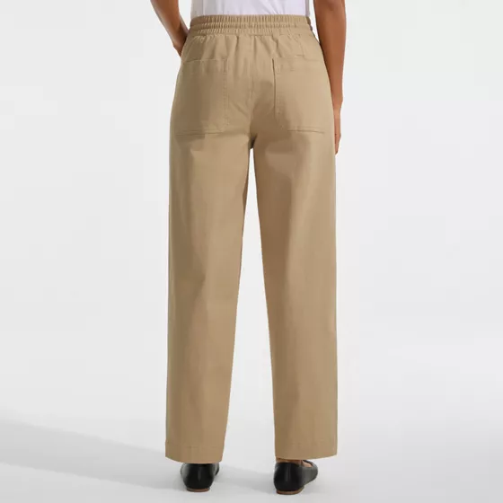Women's Tall Herringbone Chino High Rise Relaxed Straight Drawstring Ankle Pants - primary