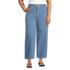 Women's Plus Size Herringbone Chino High Rise Relaxed Straight Drawstring Ankle Pants, Front