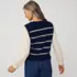 Women's Drifter Shaker Button Shoulder Sweater Vest with Poplin Sleeves, Back