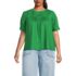 Women's Plus Size Poplin Elbow Sleeve Pintuck Button Front Top, Front
