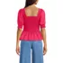 Women's Poplin Elbow Sleeve Smocked Top, Back