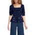 Women's Poplin Elbow Sleeve Smocked Top, Front