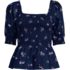 Women's Poplin Elbow Sleeve Smocked Top, Front