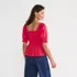 Women's Poplin Elbow Sleeve Smocked Top, Back