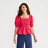 Women's Poplin Elbow Sleeve Smocked Top, Front