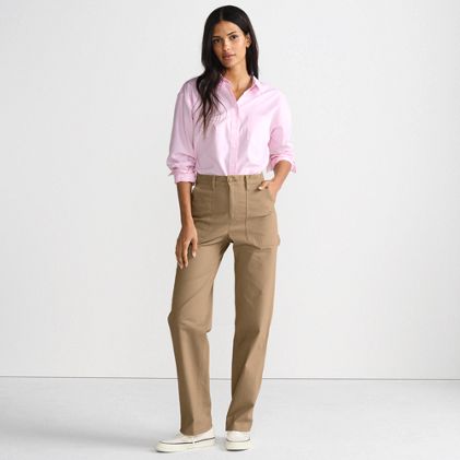 Women's Petite Herringbone Chino High Rise Utility Pants - primary