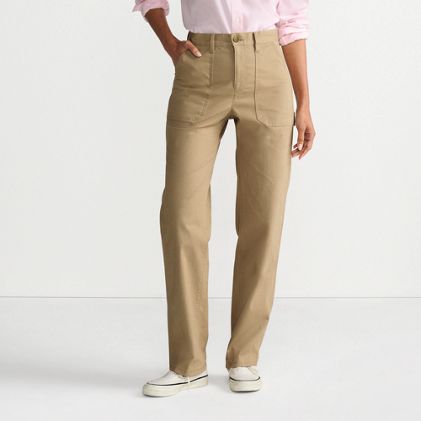 Women's Petite Herringbone Chino High Rise Utility Pants - image 2