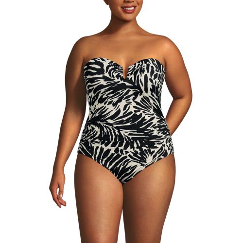  Lands' End Bandeau-badeanzug Slender, Damen, Größe:48 Plus, Schwarz, By Lands' End 